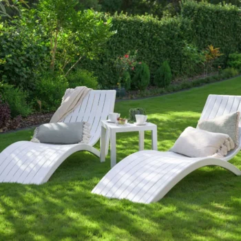 Siesta Slim Sunlounger + Ocean Side Table Poolside Lounge Set