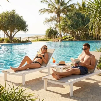 Siesta Casablanca Sunlounger + Ocean Side Table Poolside Lounge Set